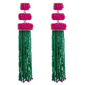 Beaded tassel drop earrings M114